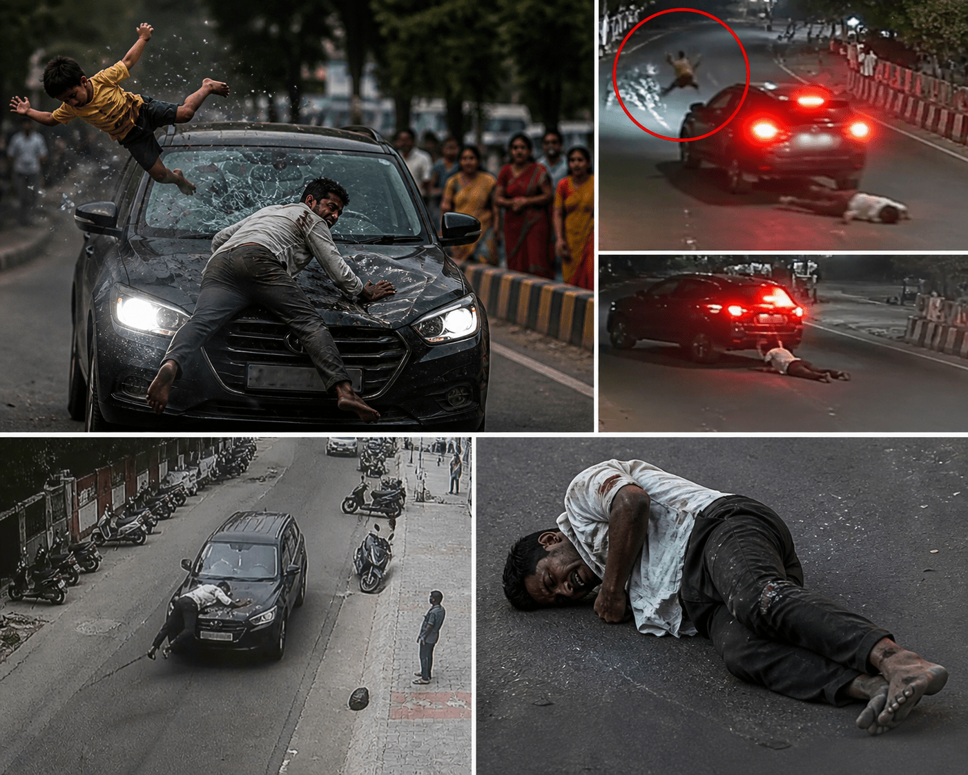 Child Thrown Off, Father Dragged for 2 KM on Car Bonnet in Brutal Hit-and-Run Case