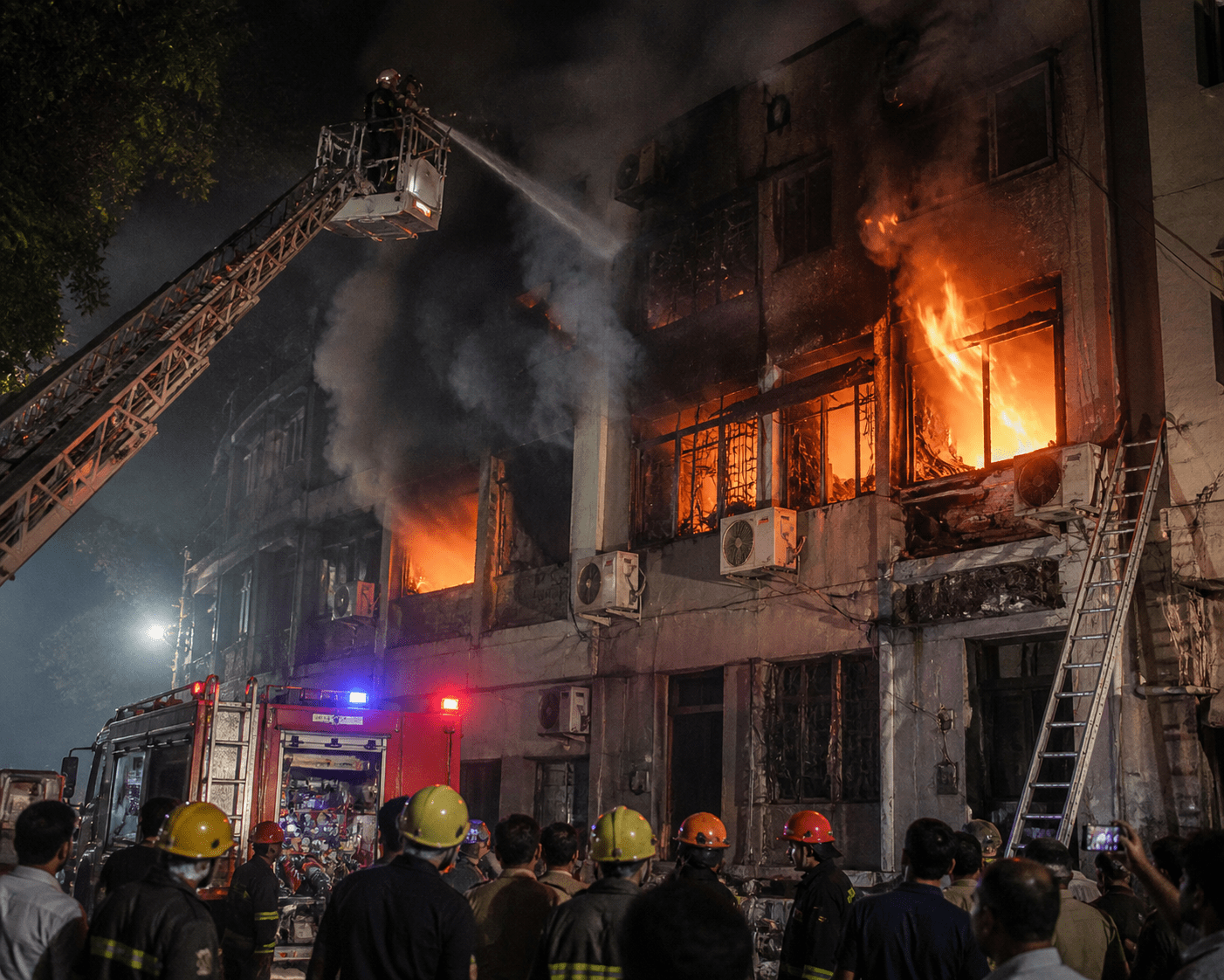 Delhi Tragedy: 9 Dead as AC Explosion Triggers Massive Fire; Burnt Mother Found Holding Child’s Body in Heartbreaking Scene