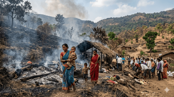 Heroic Rescue in Ambegaon Fire! Two Infants Saved by Brave Women; Villagers Raise Immediate Aid After Farm Labourers Lose Everything.