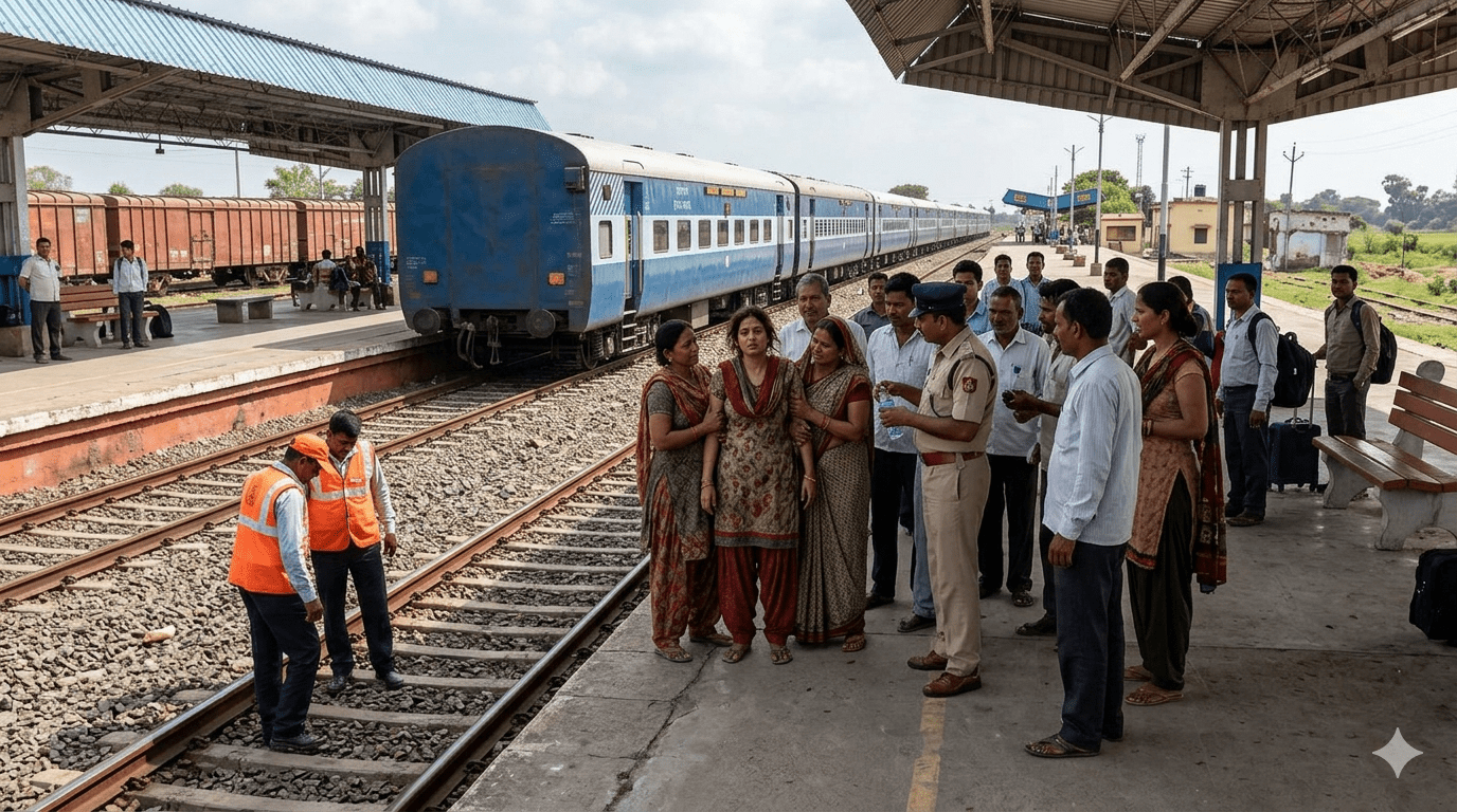 Woman Lies Still Between Tracks as Train Passes Over Her at Patas Station