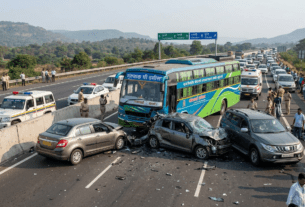 Tragedy on Mumbai-Pune Expressway: 3 Dead, 4 Injured as Speeding Bus Rams Multiple Vehicles in the 'Missing Link' Zone