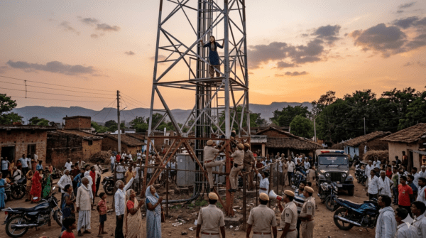 Girl Climbs Mobile Tower to Demand Marriage with Boyfriend!
