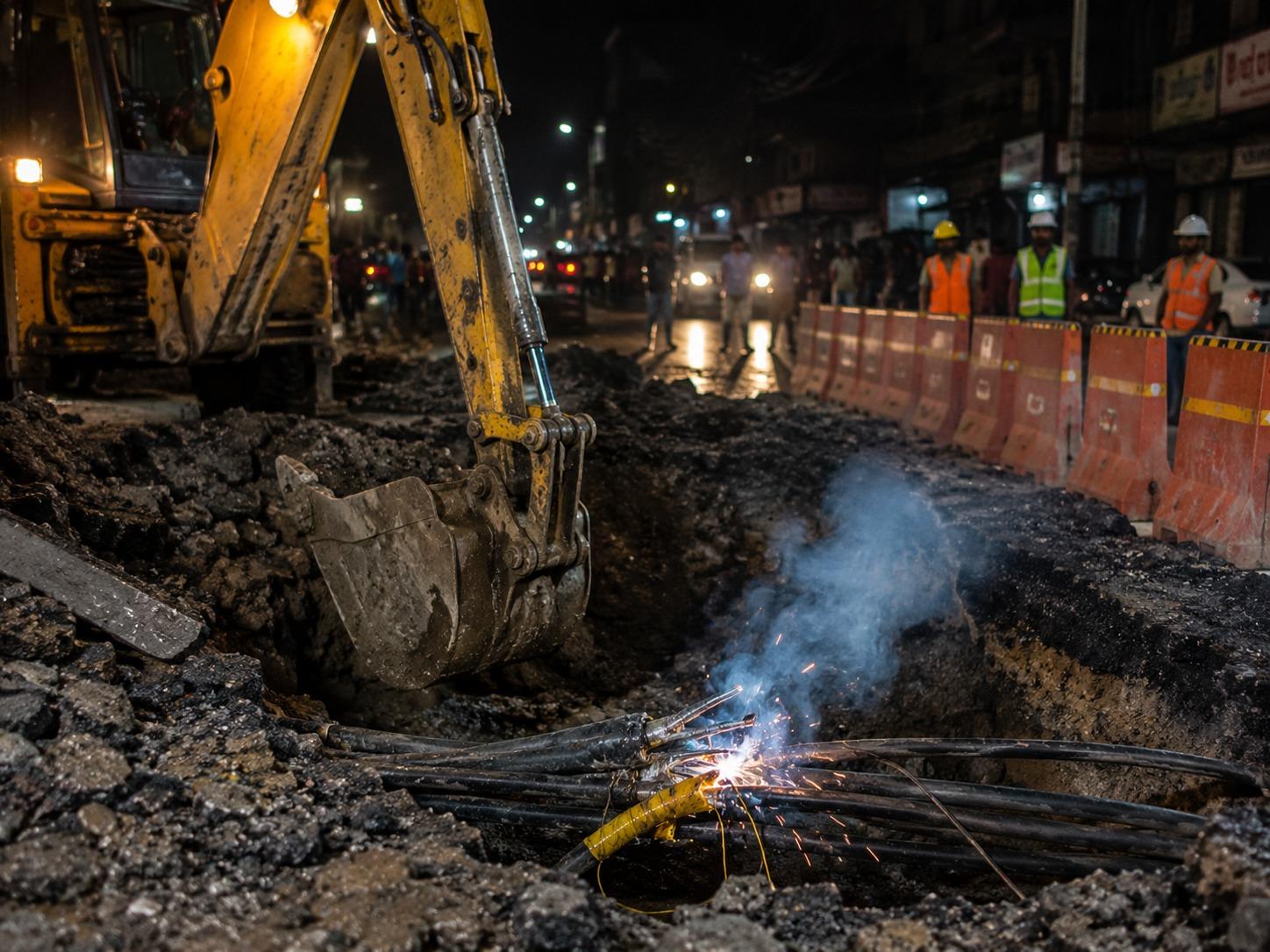 Faulty Excavation Snaps Underground Power Cable, Leaving Thousands in the Dark!
