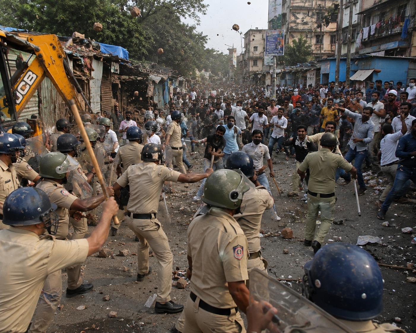 Angry Locals Pelt Stones At Police, Massive Lathi-Charge Sparks Outrage!