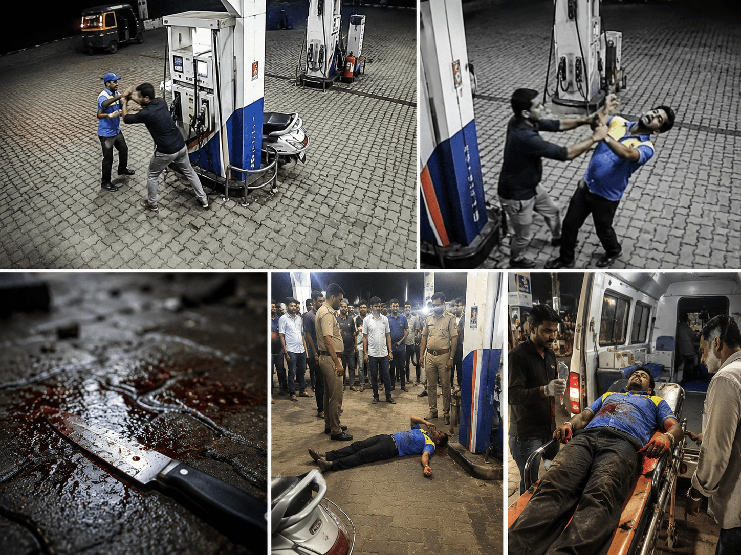 Petrol Pump Worker Brutally Attacked with Knife; Horrific Incident Caught on CCTV!