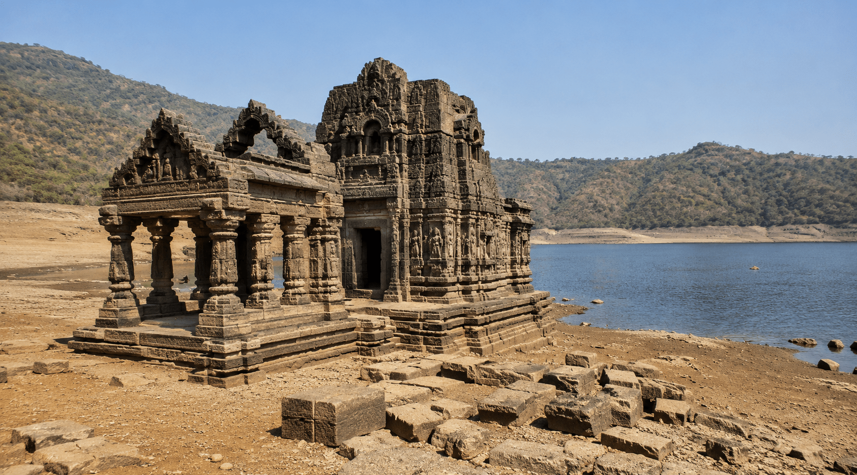 Ancient Pandava-Era Temple Emerges from Waters in Pune Due to Low Water Levels