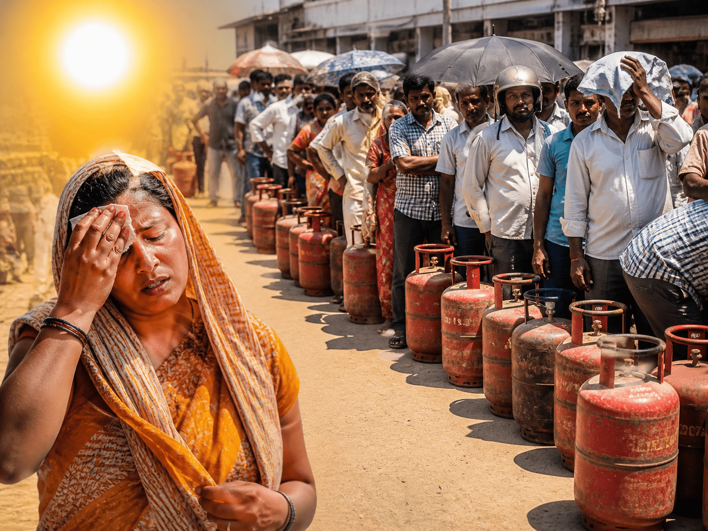 Citizens Wait in 40°C Heat as Cylinder Shortage Intensifies