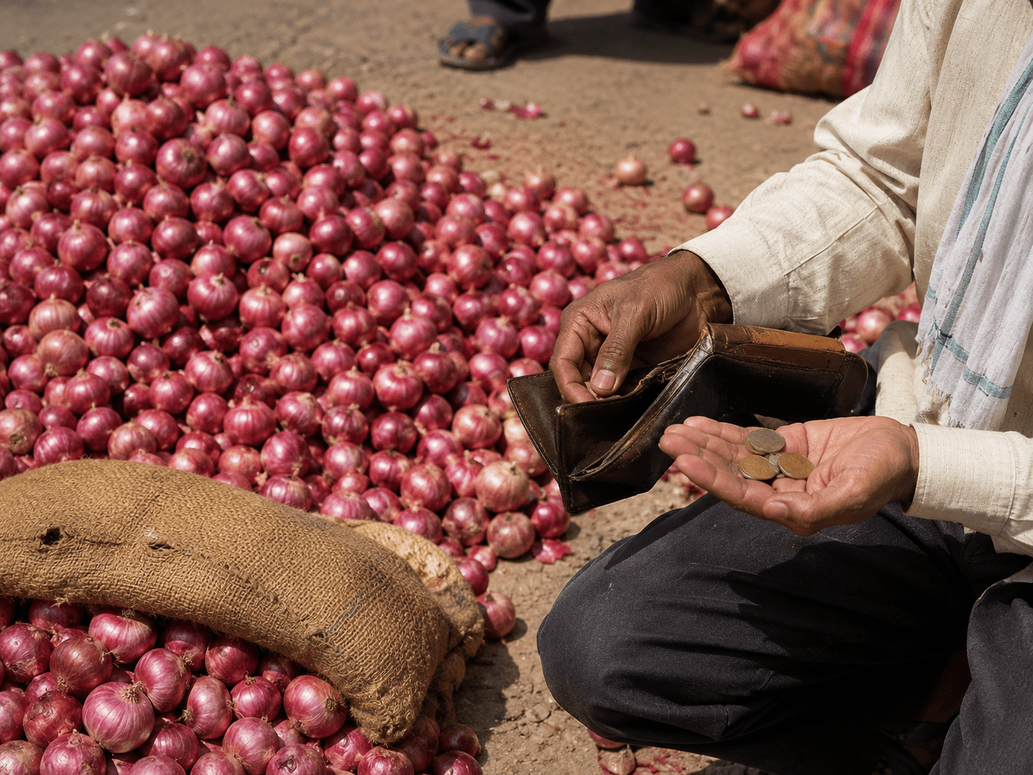 Farmer Sells 602 kg Onions for Just Rs 301, Incurs Rs 1,538 Net Loss After Deducting Transport Costs