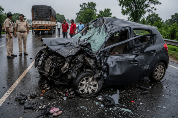 Mother and Two Children Tragically Killed in Horrific Highway Accident Near Kolhapur
