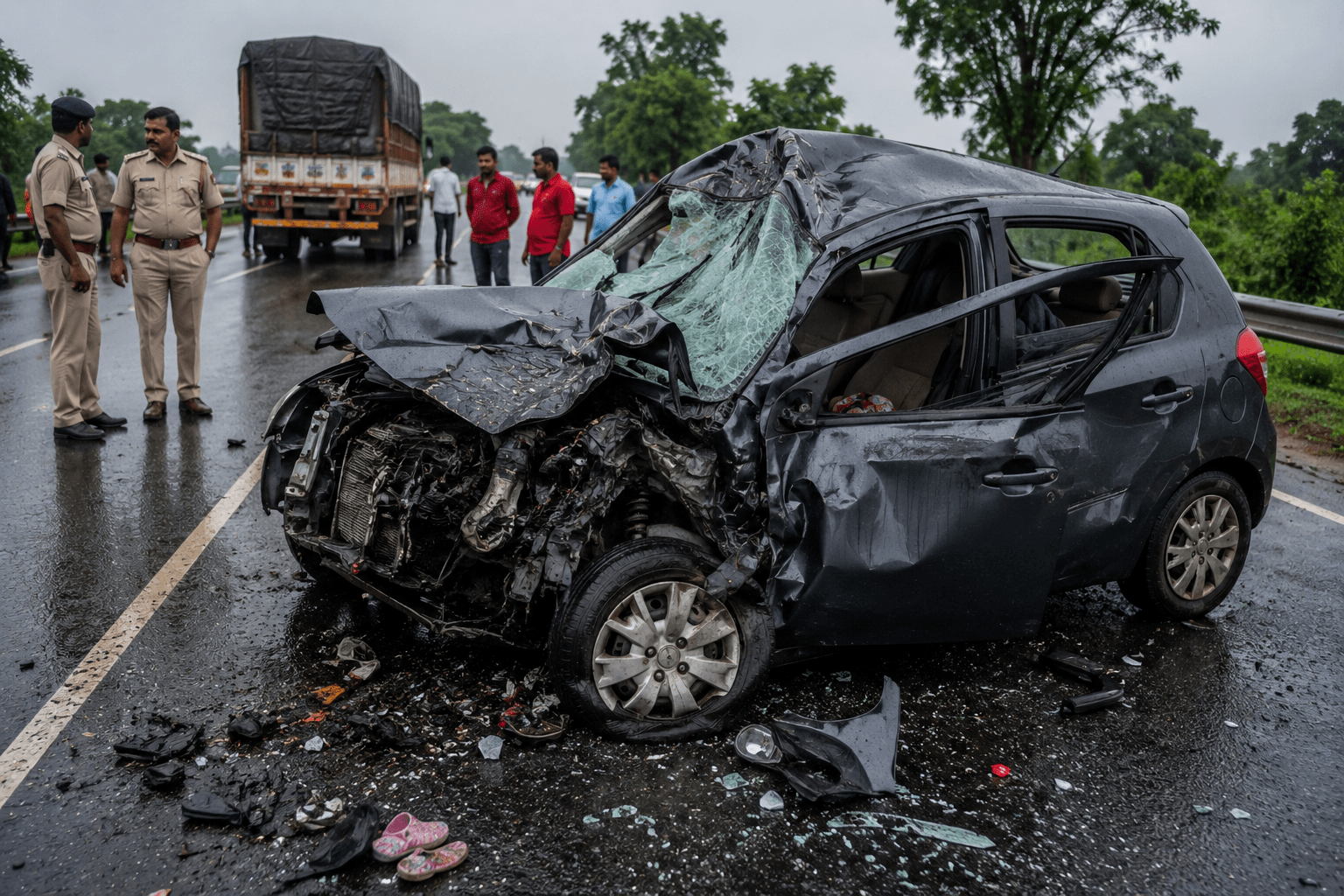 Mother and Two Children Tragically Killed in Horrific Highway Accident Near Kolhapur