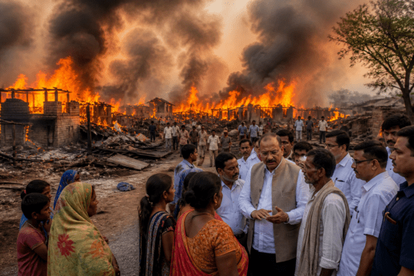 Nagpur Inferno: 50 Houses Gutted in Massive Fire at Bhivapur-Dhamangaon; Relief Fund Announced