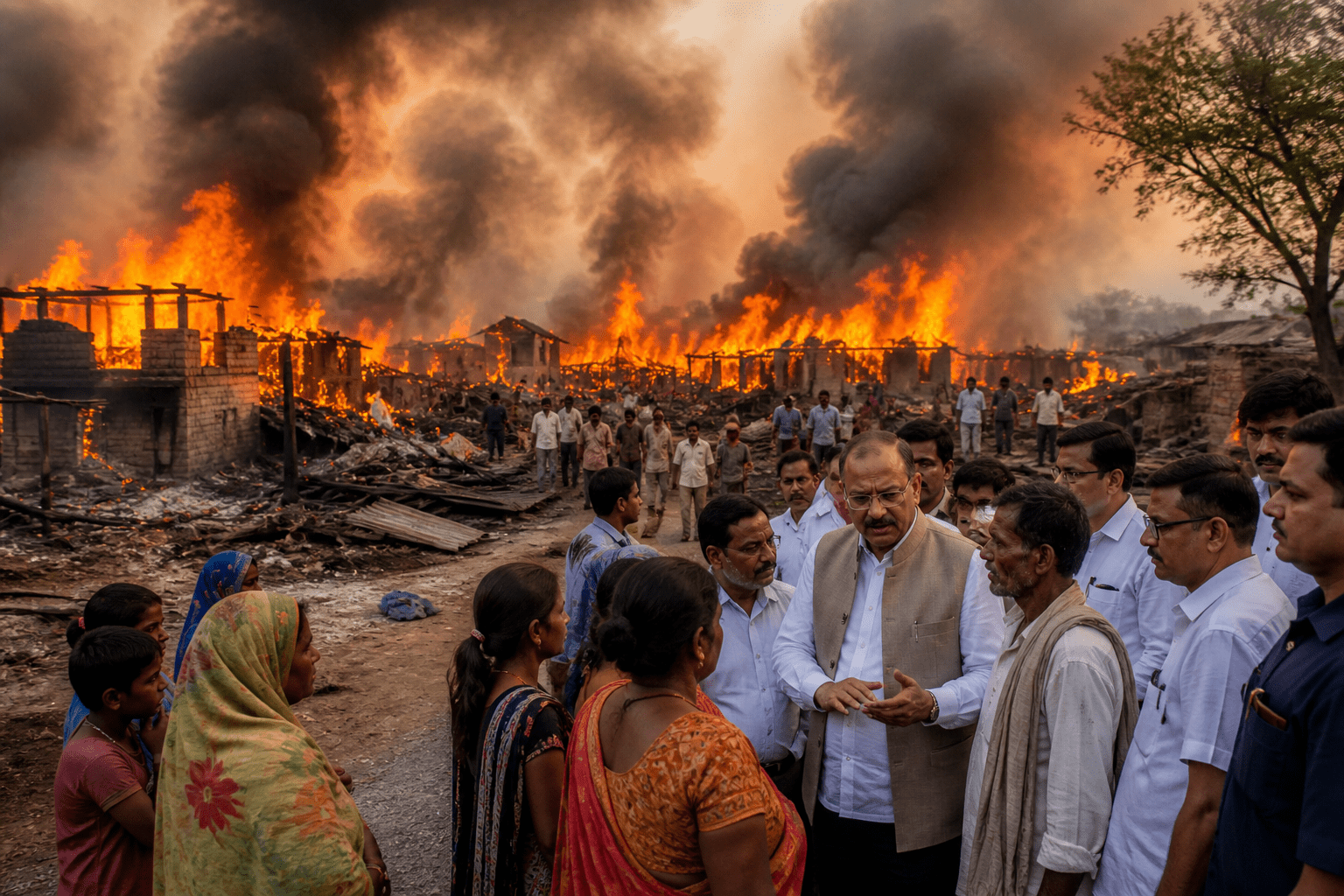 50 Houses Gutted in Massive Fire at Bhivapur-Dhamangaon; Relief Fund Announced