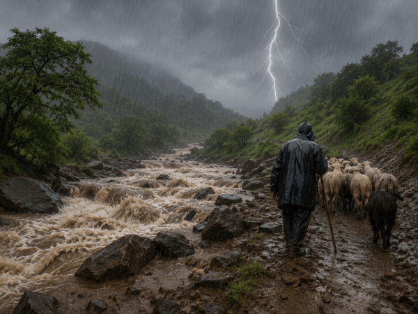 Cloudburst-Like Torrential Rain Lashes District; Shepherd Tragically Killed in Lightning Strike
