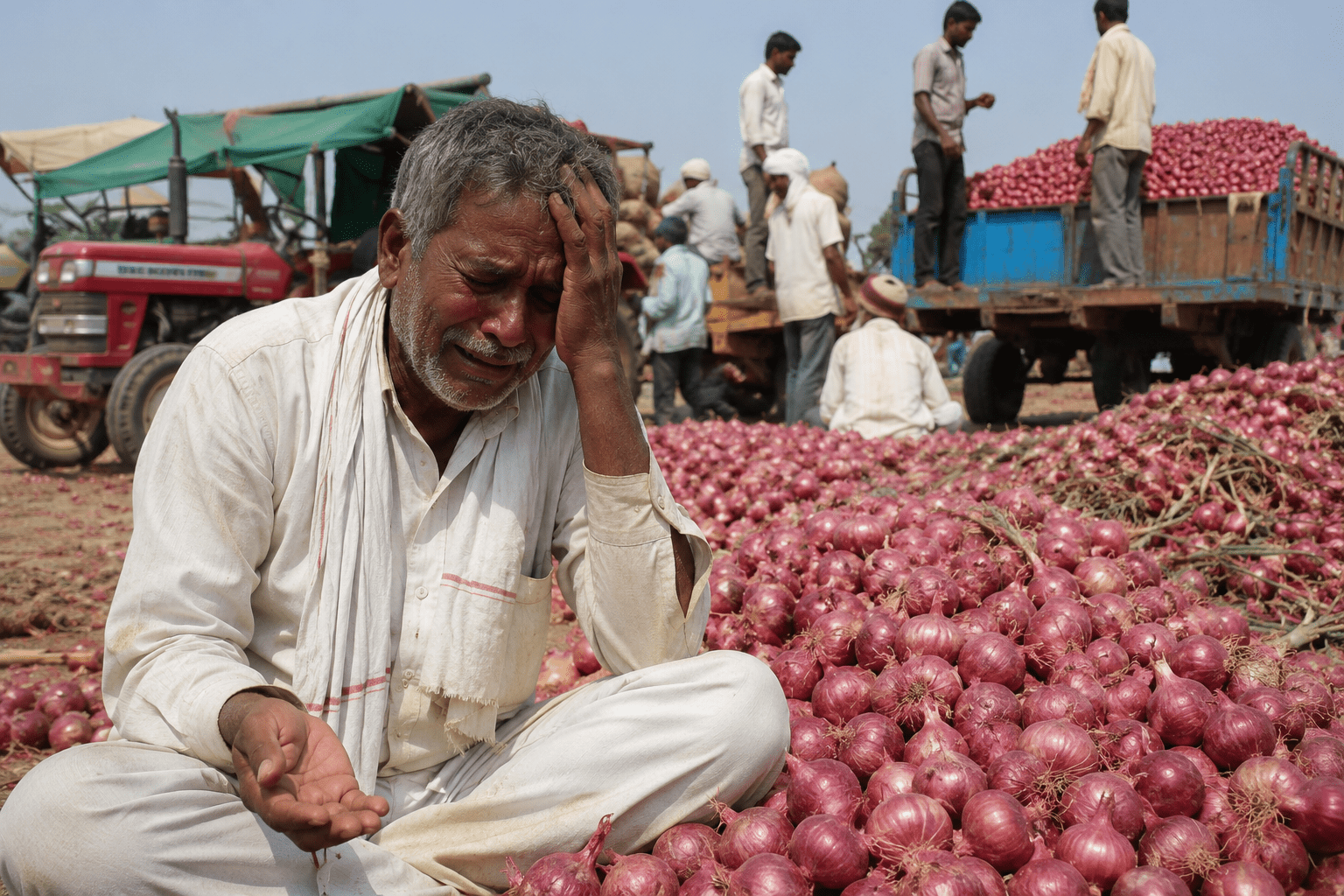 Beed Farmer Earns Absolute Zero After Selling Onion; Forced to Pay Rs 301 Extra From Pocket for Transport!