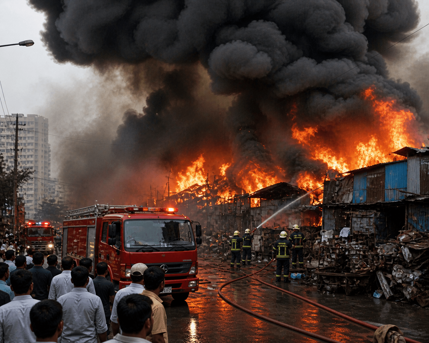Massive Fire Breaks Out in Mankhurd's Scrap Yard; Firefighters Battle Blaze in Dense Mumbai Locality