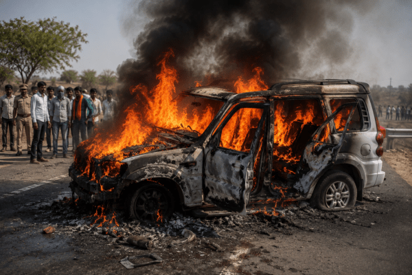 
Four of a Family, Including ZP Member and Ex-Sarpanch, Charred to Death in Scorpio Blaze!
