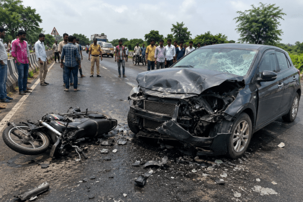 Tragedy in Manchar: Speeding Car Collides with Bike, Young Man Loses Life on the Spot!
