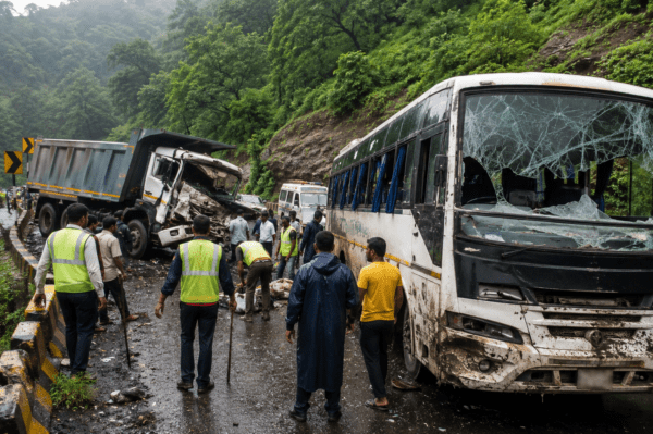 6 Killed, 26 Injured as Speeding Bus Rams into Rescue Team After Dumper-Truck Crash on Mumbai-Agra Highway!
