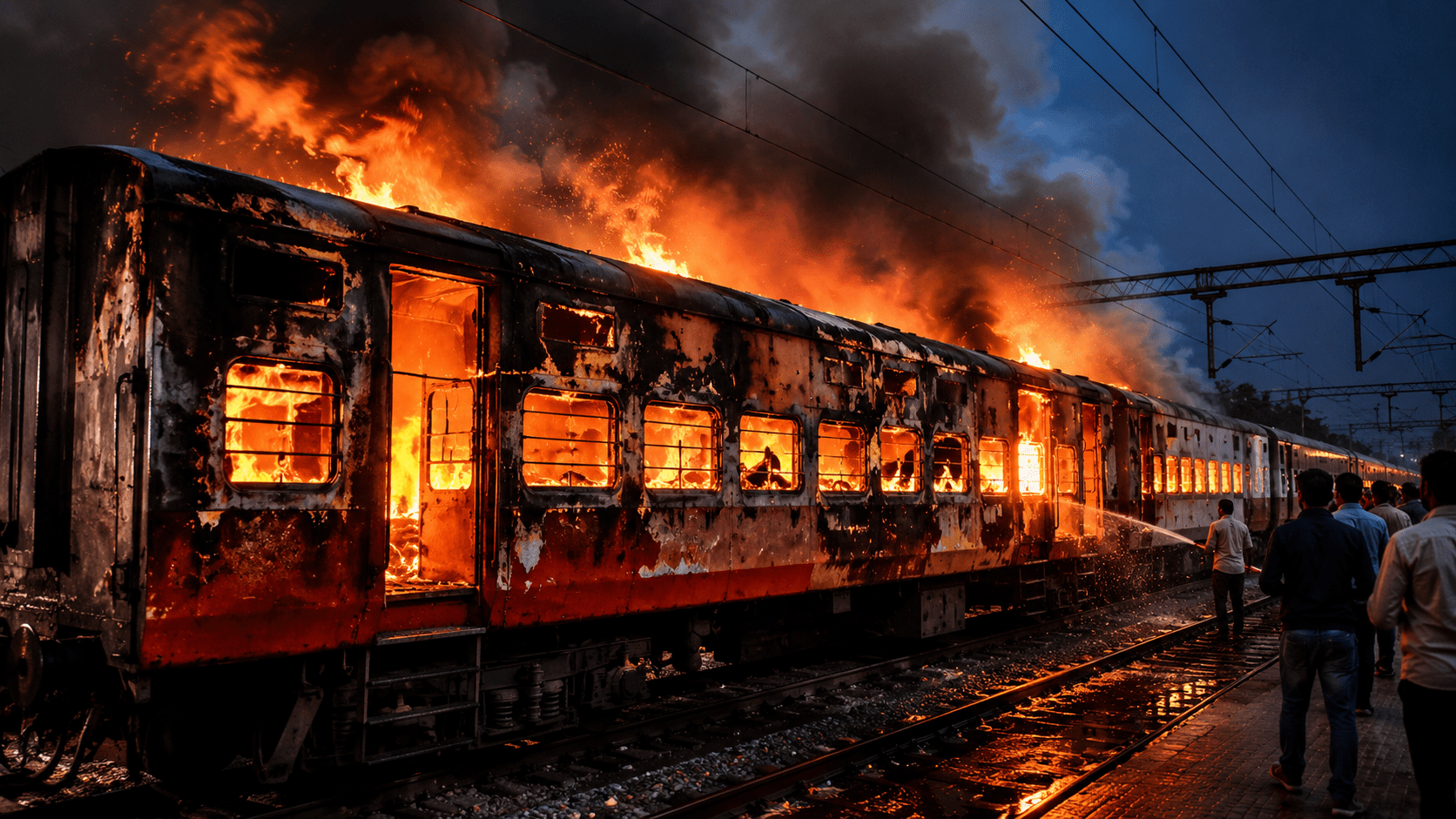 Burning Train Terror at Sasaram! Patna Passenger Train Catches Fire, Entire Bogie Burnt to Ashes!