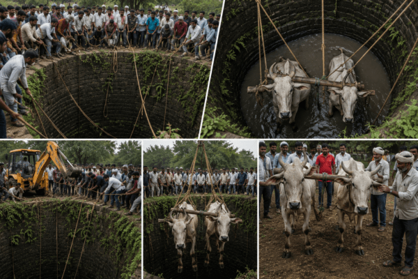 Entire Village Rallies to Save Bullock Pair That Fell Into a Well!
