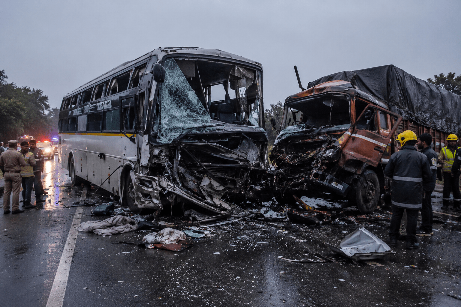 Private Bus Collides with Parked Truck in Vadodara; 10 Dead and 25 Injured!