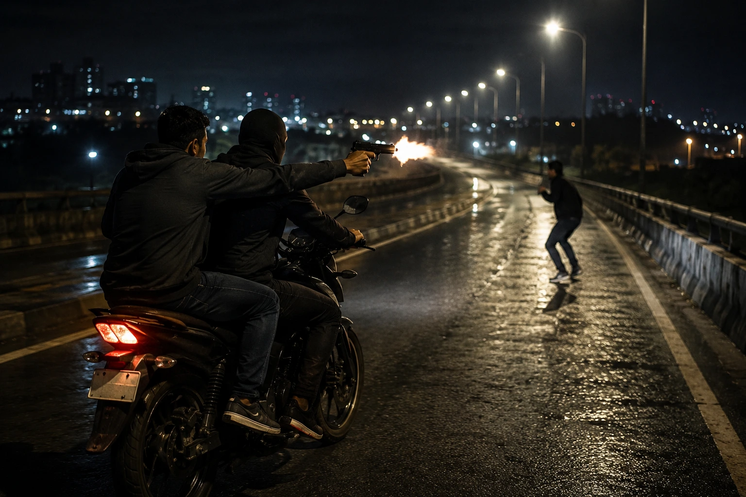 Two unidentified men fire 4 rounds in the air on Katraj-Manterwadi bypass