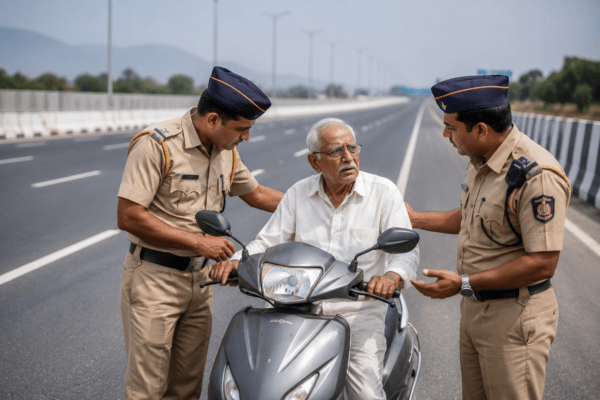82-Year-Old Lost His Way on Mumbai-Pune Expressway While Riding a Scooter
