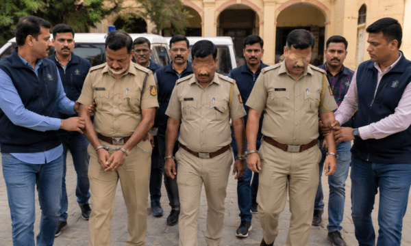 Caught Red-Handed! Karnataka Police Officers Arrested in Rajasthan for Seeking ₹2 Lakh Bribe to Dilute Dowry Case!  
