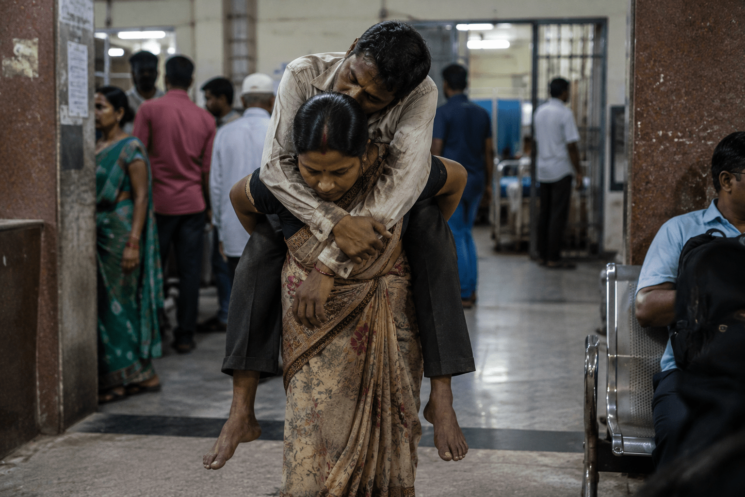 Tribal Woman Carries Husband with Brain Stroke on Her Back Due to Lack of Stretchers!