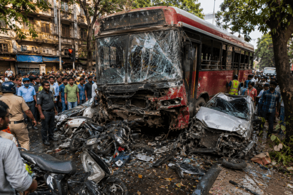 BEST Bus Loses Control, Hits Multiple Vehicles; Two Dead!