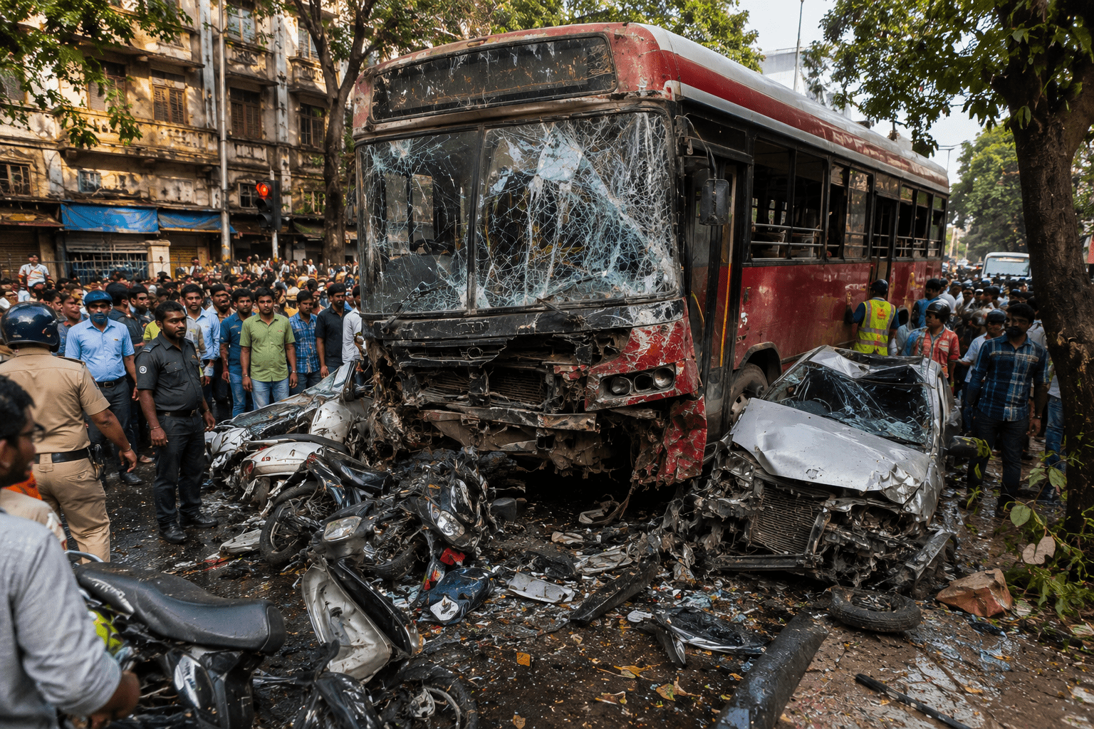 BEST Bus Loses Control, Hits Multiple Vehicles; Two Dead!