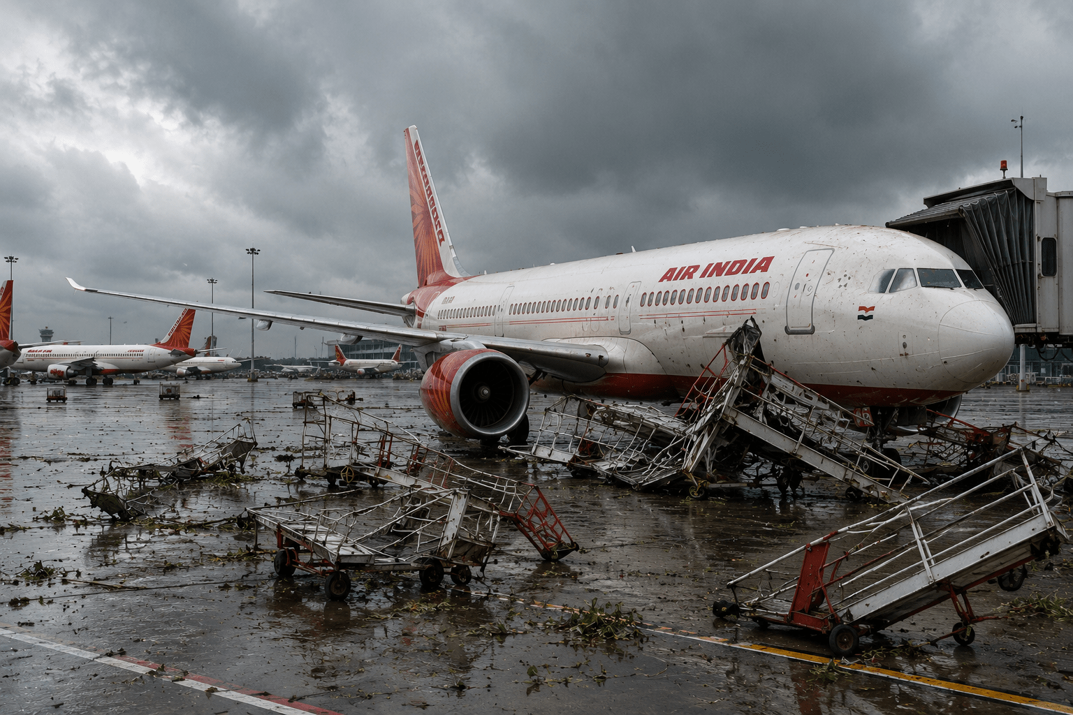 Three Air India Planes Damaged as Iron Stands Move Like Toys!