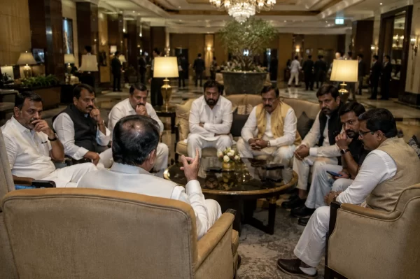  First Photo of Rebel Shiv Sena MPs Surfaces from Five-Star Hotel; Who is the 'Big Leader' with Them?
