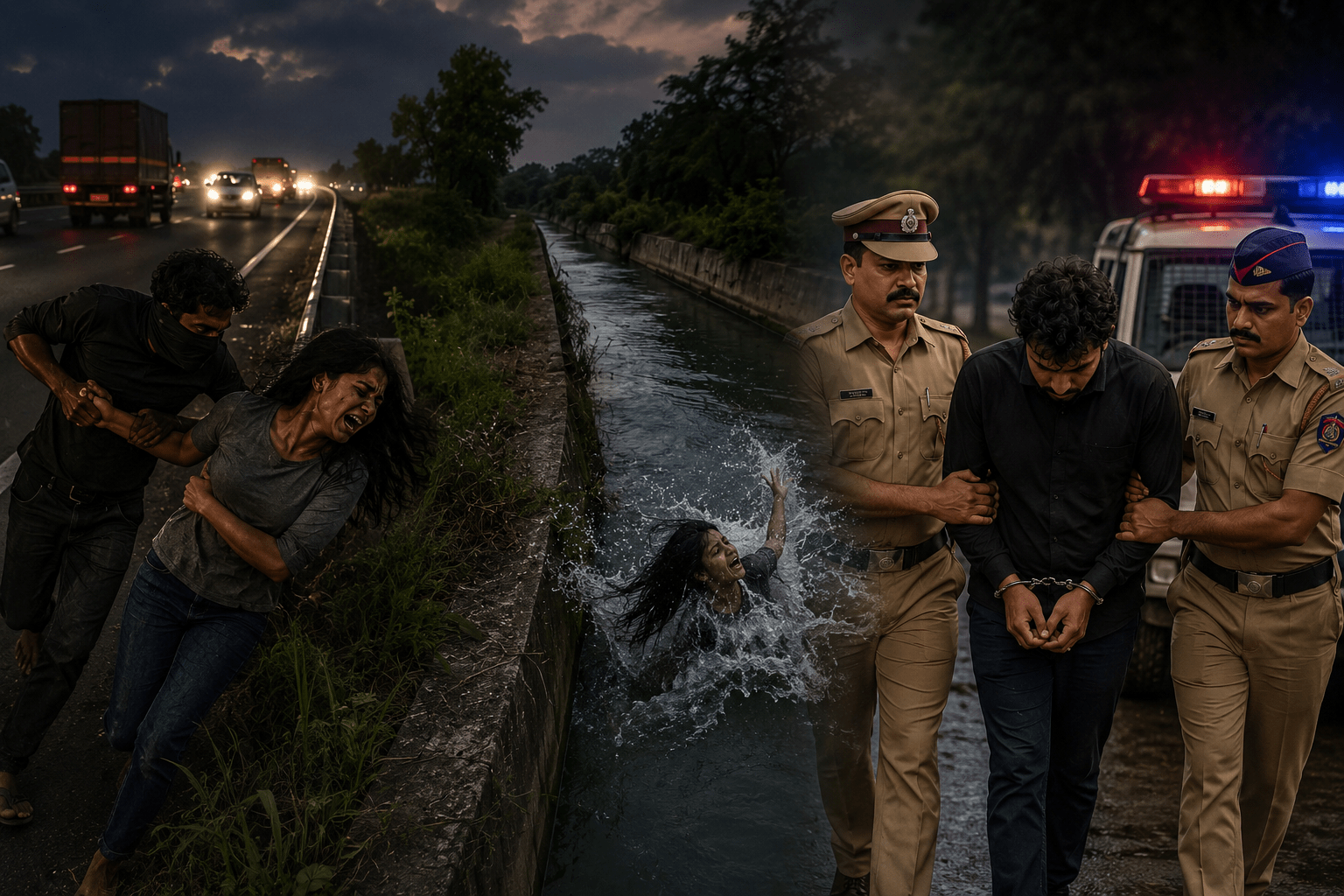 Woman Dragged and Thrown into Canal by Attacker, Accused Arrested