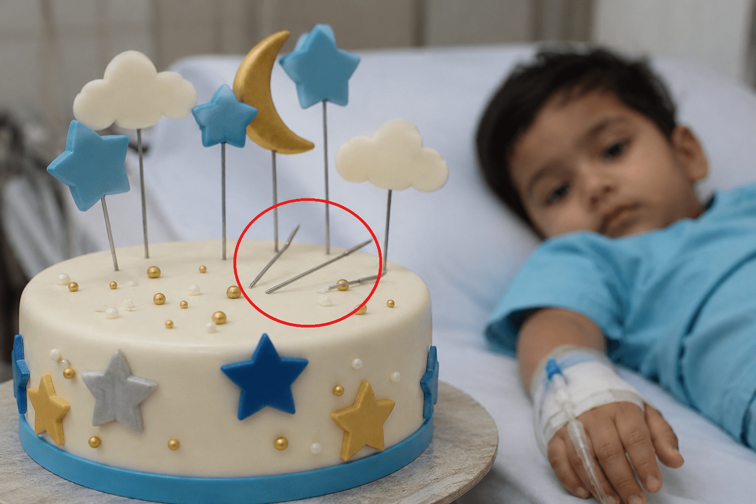3-Year-Old Boy Swallows Metal Pins Hidden in Cake Decorations in Thane.