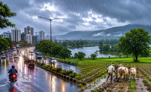 Heavy Rainfall Hits Pune and Satara, Brings Relief to Parched Fields!
