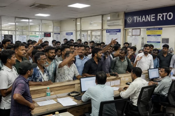 Marathi classes for non-Marathi drivers disrupted at Thane RTO office; MNS demands priority for Marathi youths!