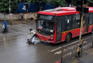 Mumbai Shocker: Electric BEST Bus Rams into Pedestrians in Kandivali, 2 Injured; Horrifying CCTV Footage Goes Viral!