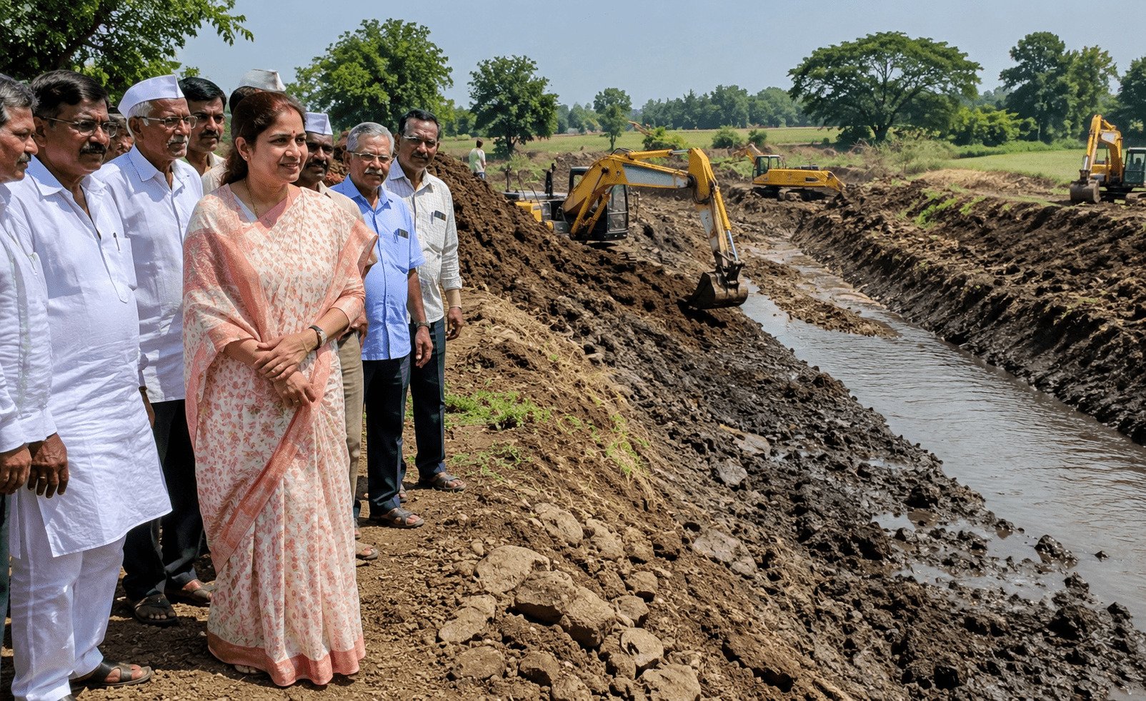 Water Conservation Boost in Baramati: Desilting & Widening Work Begins at Khandaj Bendchari, Supported by Sunetra Pawar!