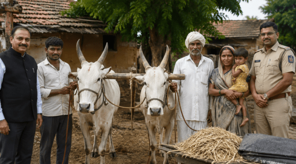 CM's Swift Sensitivity: Yoke Shifted from Landless Farmer's Wife's Shoulders in Latur; Family Gets New Bull & Immediate Compensation!