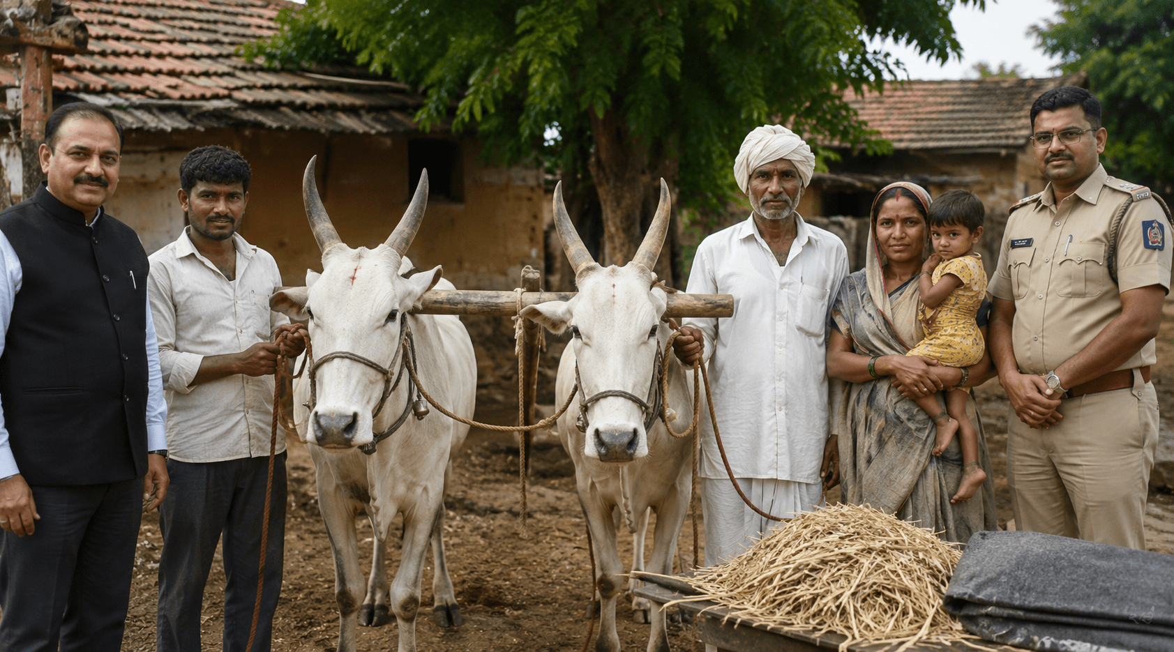 CM's Swift Sensitivity: Yoke Shifted from Landless Farmer's Wife's Shoulders in Latur; Family Gets New Bull & Immediate Compensation!