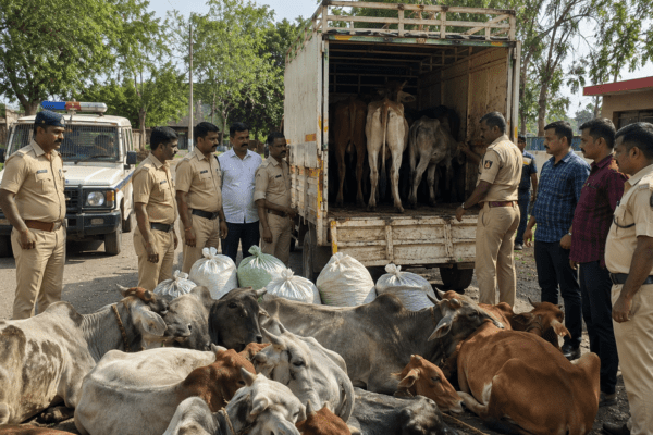 Major Crackdown in Marathwada: Illegal Cattle Transport Busted, Goods Worth ₹7.77 Lakh Seized