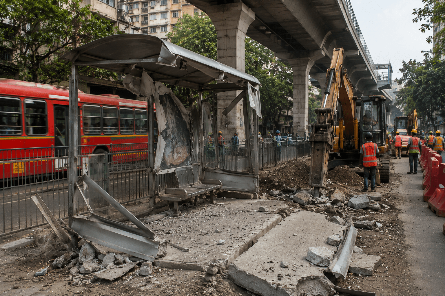 Mumbai Metro Construction Hits BEST Revenue: Demolition of Bus Stops Leads to Financial Loss