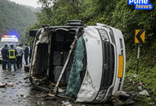 Horrific Accident on Shahapur-Murbad Road: Mini Bus Overturns Leaving One Dead and Many Injured.