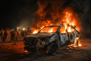 Sand Mining Horror: SUV Jammed and Set Ablaze, BJP Leader Among Three Burnt Alive in Chhattisgarh