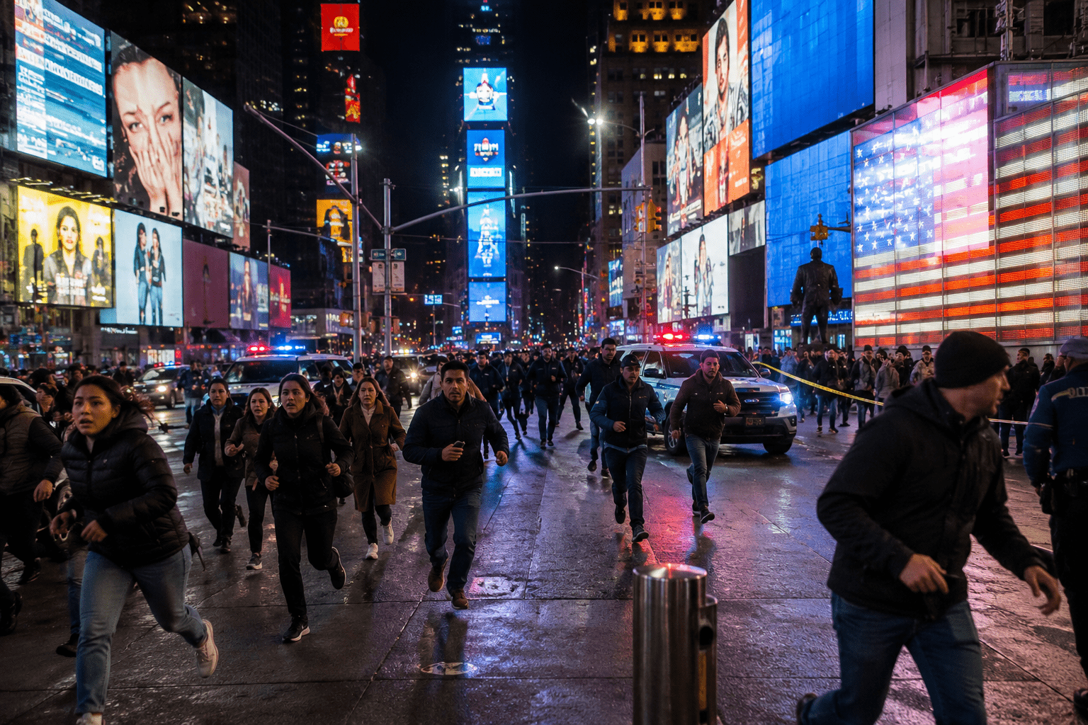 Panic in New York! Sudden Firing at Iconic Times Square Triggers Chaos and Stampede-Like Situation