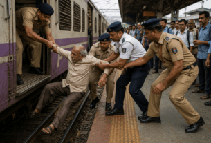 Miraculous Rescue! Alert GRP & RPF Cops Save 70-Year-Old Senior Citizen from Slipping Under Moving Train at Dombivli Station