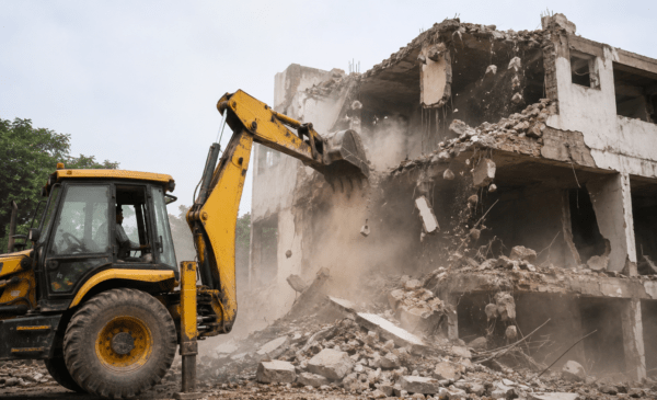NEET Paper Leak Case: Bulldozers Raze Illegal Construction Linked to Accused P.V. Kulkarni in Beed.
