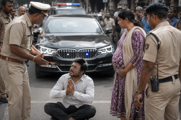 "My Wife Is Pregnant!": Bengaluru Man Stages Road Protest Against VVIP Convoy Gridlock  