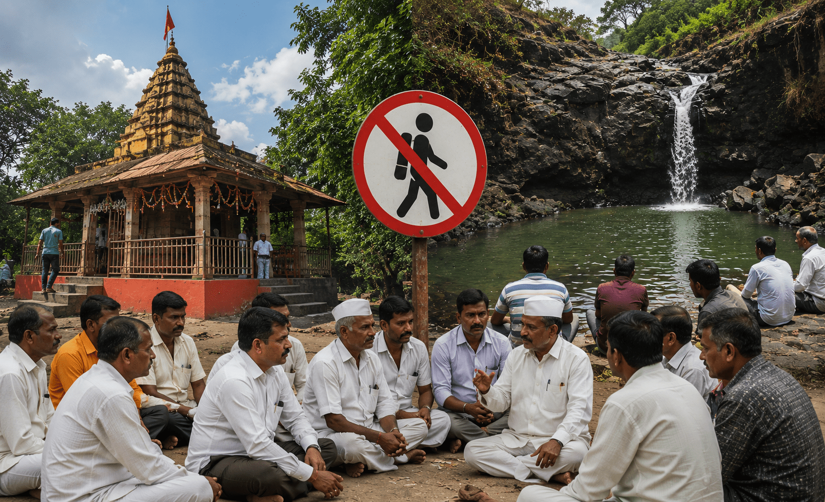 Tourism Ban at Hajgoli's Chaloba Temple! Chandgad Villagers Take Bold Stand to Protect Religious Sanctity and Environment.